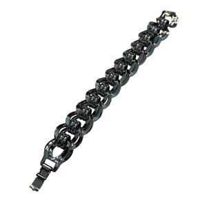 Vintage Monet chunky silver chain bracelet double links unique design 1980's